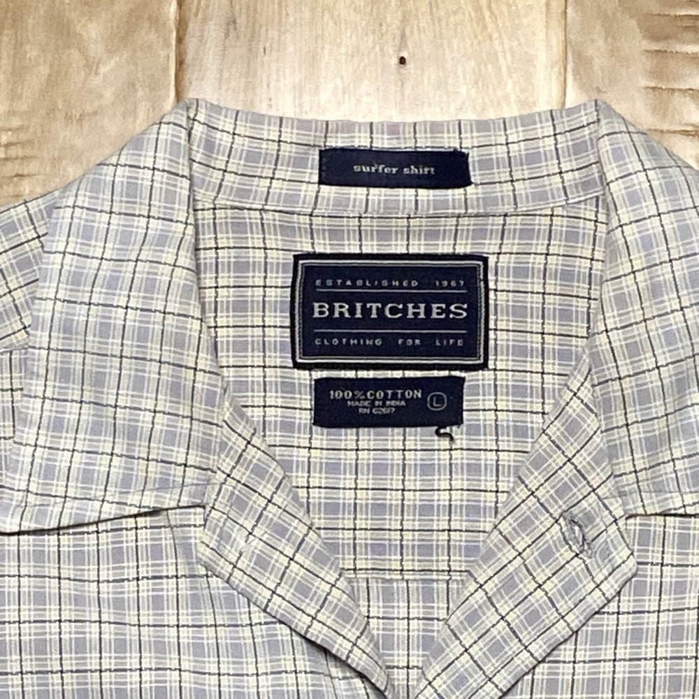 Britches Button Up Shirt Size Large Gray Men Surfer Shirt Chest 47" GUC - Picture 7 of 14